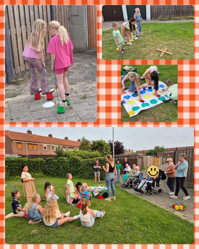 Hallo allemaal,

Afgelopen dinsdag op de groepsavond zijn de Minioren lekker naar buiten geweest 😁 En we kregen bezoek! Er kwamen enkele bewoners van de Zorggroep (Ruijsstraat Blerick) gezellig kijken!

Er waren verschillende spelletjes te spelen in kleine groepjes. Zo konden de kids Twister spelen, Jeu de Boules, sjoelen (voetbalversie), touwtjespringen, ringwerpen en bliklopen.

Bij elk spel konden punten verdient worden waardoor ze nog meer hun best deden om te winnen 😜 Het weer was prima en we hebben een leuke sportieve avond gehad 💪🏼 Dank aan de bewoners en de begeleiding van De Zorggroep voor het komen kijken!

Tot de volgende groepsavond, groetjes de Minioren 👋🏼👋🏼